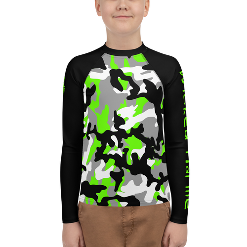 Wicked Marine Youth Sun & Water Rash Guard - Black/Green Camo