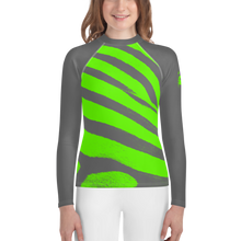 Load image into Gallery viewer, Wicked Marine Youth Sun &amp; Water Rash Guard - Green Zebra