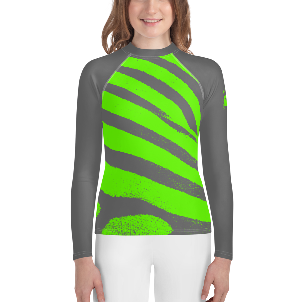 Wicked Marine Youth Sun & Water Rash Guard - Green Zebra