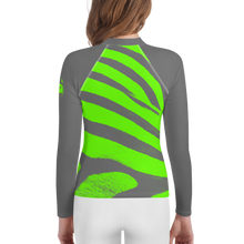 Load image into Gallery viewer, Wicked Marine Youth Sun &amp; Water Rash Guard - Green Zebra