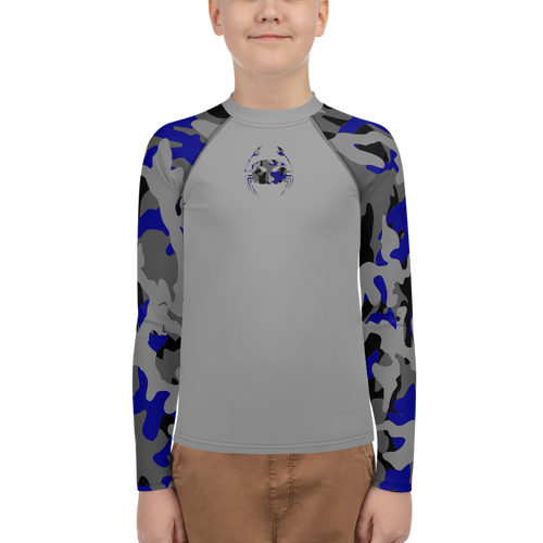 Wicked Marine Youth Sun & Water Rash Guard - Royal Blue/Grey Camo