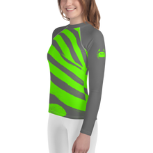 Load image into Gallery viewer, Wicked Marine Youth Sun &amp; Water Rash Guard - Green Zebra