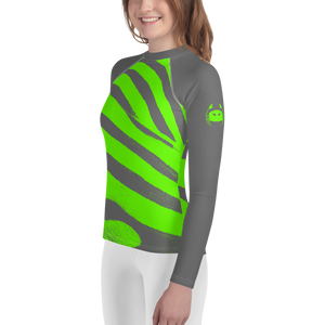 Wicked Marine Youth Sun & Water Rash Guard - Green Zebra