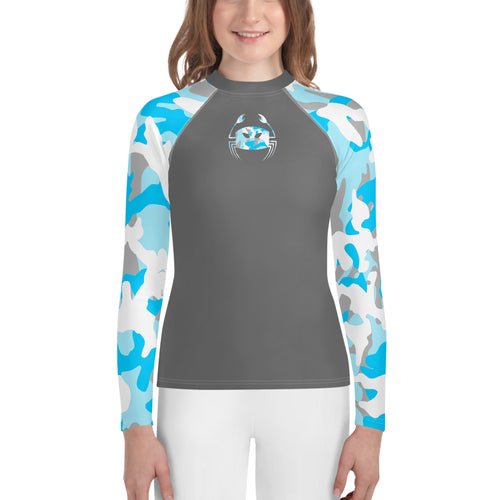 Wicked Marine Youth Sun & Water Rash Guard - Blue/Grey Camo