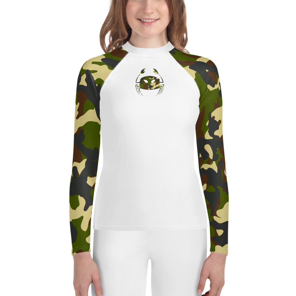 Wicked Marine Youth Sun & Water Rash Guard - Traditional Camo White