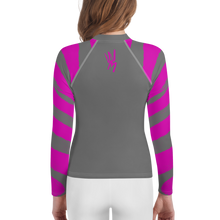 Load image into Gallery viewer, Wicked Marine Youth Sun &amp; Water Rash Guard - Pink Zebra