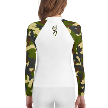 Load image into Gallery viewer, Wicked Marine Youth Sun &amp; Water Rash Guard - Traditional Camo White