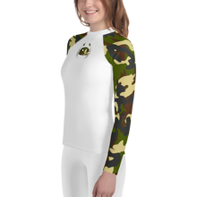 Load image into Gallery viewer, Wicked Marine Youth Sun &amp; Water Rash Guard - Traditional Camo White