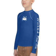 Load image into Gallery viewer, Wicked Marine Youth Sun &amp; Water Rash Guard - Blue