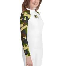 Load image into Gallery viewer, Wicked Marine Youth Sun &amp; Water Rash Guard - Traditional Camo White