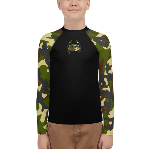 Wicked Marine Youth Sun & Water Rash Guard - Traditional Camo Black